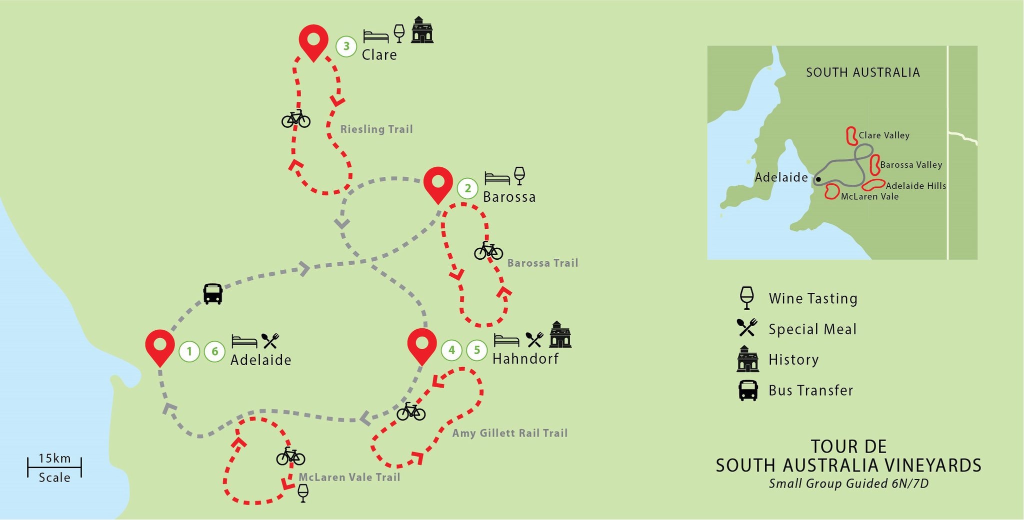 South Australia cycling tour map